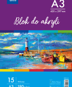 Blok do akryli A3, 190 g/m2, 15 ark. Tetis