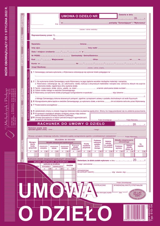 5903242102714 umowa zlecenie dzieło praca umowa o pracę