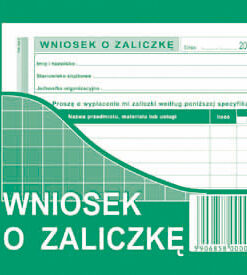 wniosek o zaliczkę zaliczka wniosek wypłata zadatek pieniądze pensja sklep internetowy