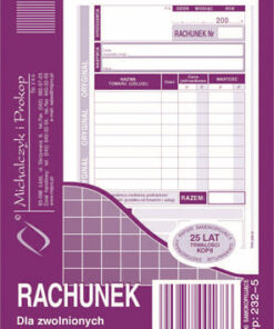 232-5 Rachunek dla zwolnionych podmiotowo z VAT 232-5