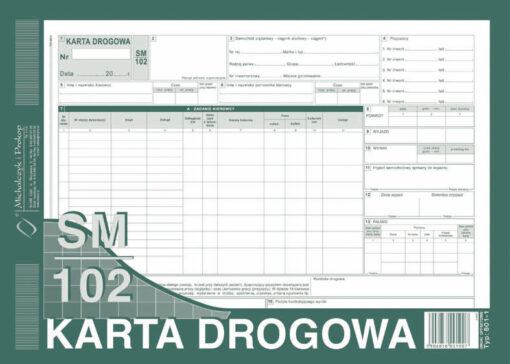 Karta drogowa SM 102 LIST PRZEWOZOWY transport
