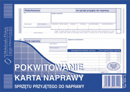 Karta naprawy pokwitowanie