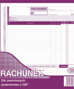 231-2 Rachunek dla zwolnionych podmiotowo z VAT 231-2