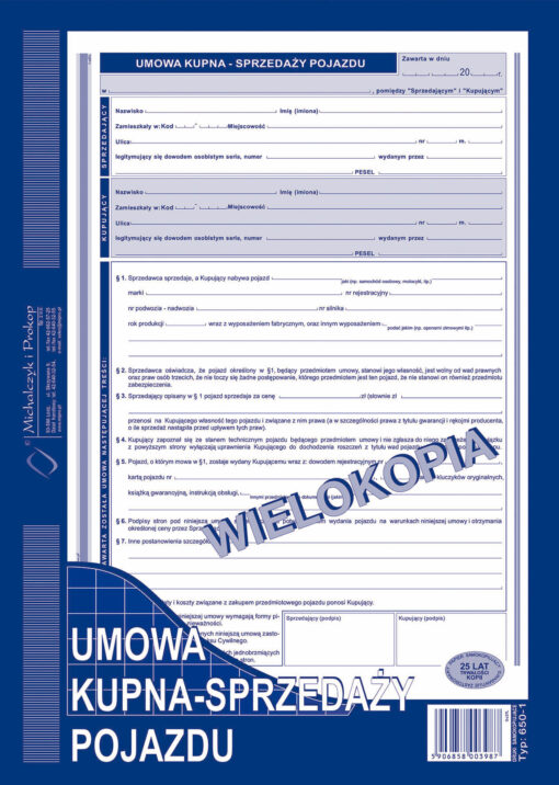 umowa kupna sprzedaży sprzedaż samochodu druki