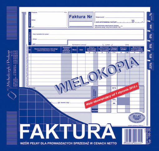 Faktura wielokopia netto druk księgowy