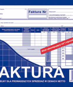 Faktura wzór pełny dla prowadzących sprzedaż w cenach netto 103-3E