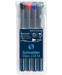 Zestaw foliopisów permanentnych SCHNEIDER Maxx 224, M, 1,0 mm, 4 szt.,