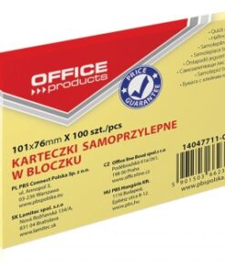 Bloczek samoprzylepny OFFICE PRODUCTS, 101x76mm, 1x100 kart., pastel, jasnożółty