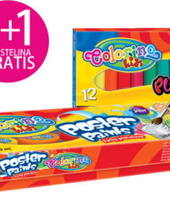 FARBY PLAKATOWE 12/20ML COLORINO + PLASTELINA 12 KOL GRATIS