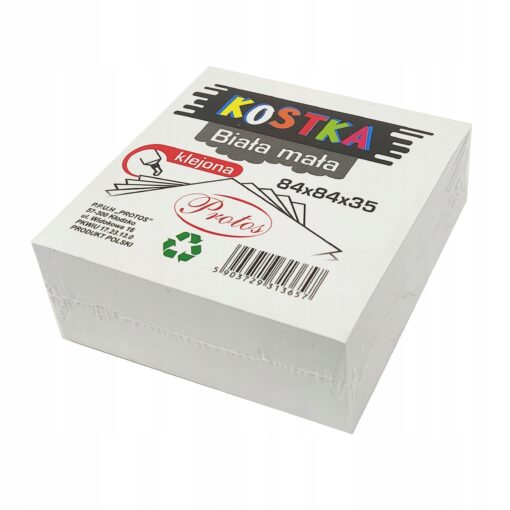 Kostka Protos klejona 85x85x35mm, biała