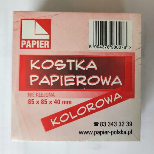 Kostka Papier nieklejona 85x85x40mm, mix kolorów